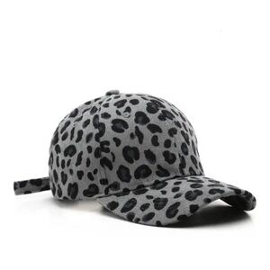 NWT Leopard Corduroy Cotton Baseball Cap Gray Vintage Style Classic